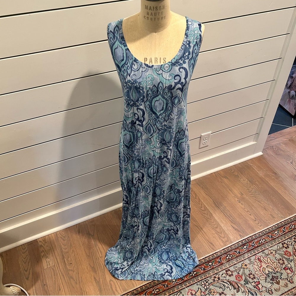 Fresh Produce Blue and White Sleeveless Maxi Sundress - XL
